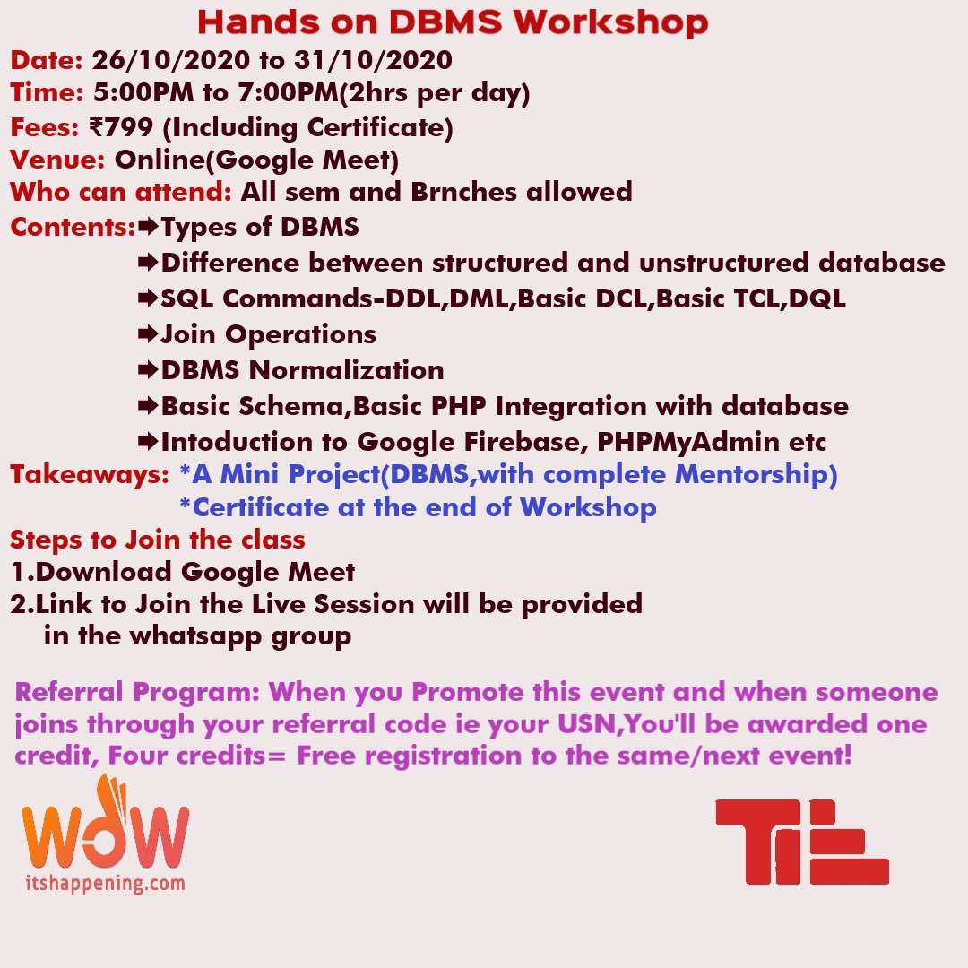 Hands on DBMS Workshop