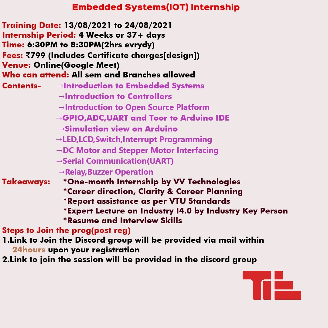 Embedded Systems(IOT) Internship