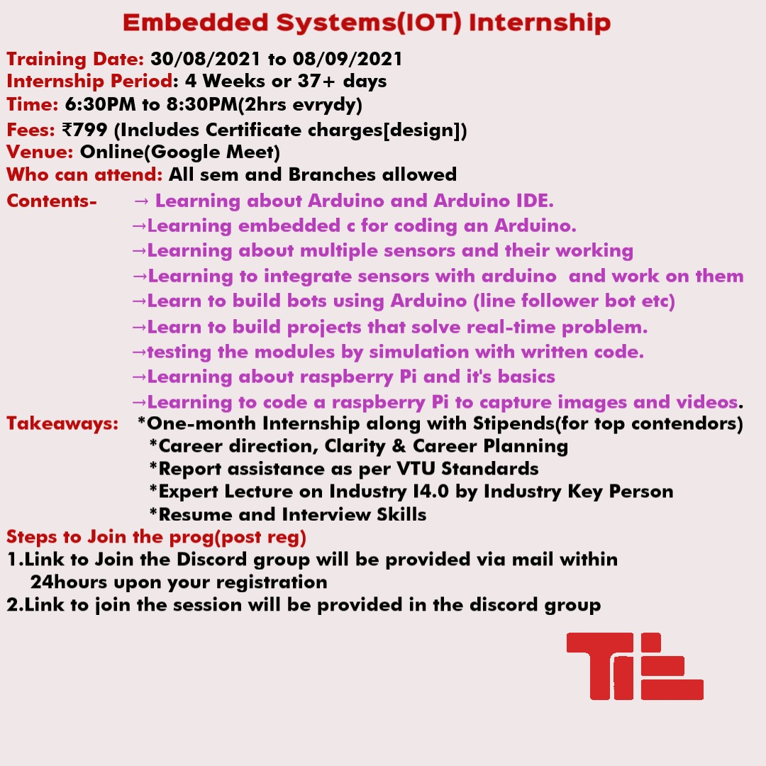 Embedded Systems(IOT) Internship