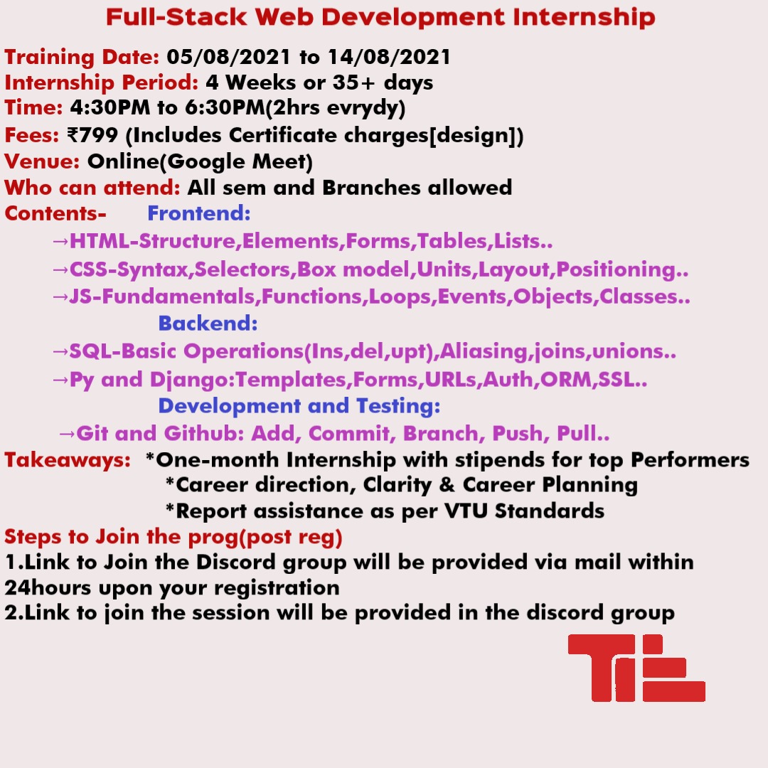 Full Stack Web development Internship