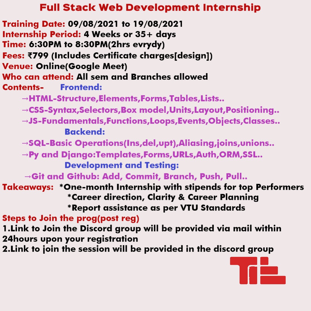Full Stack Web development Internship