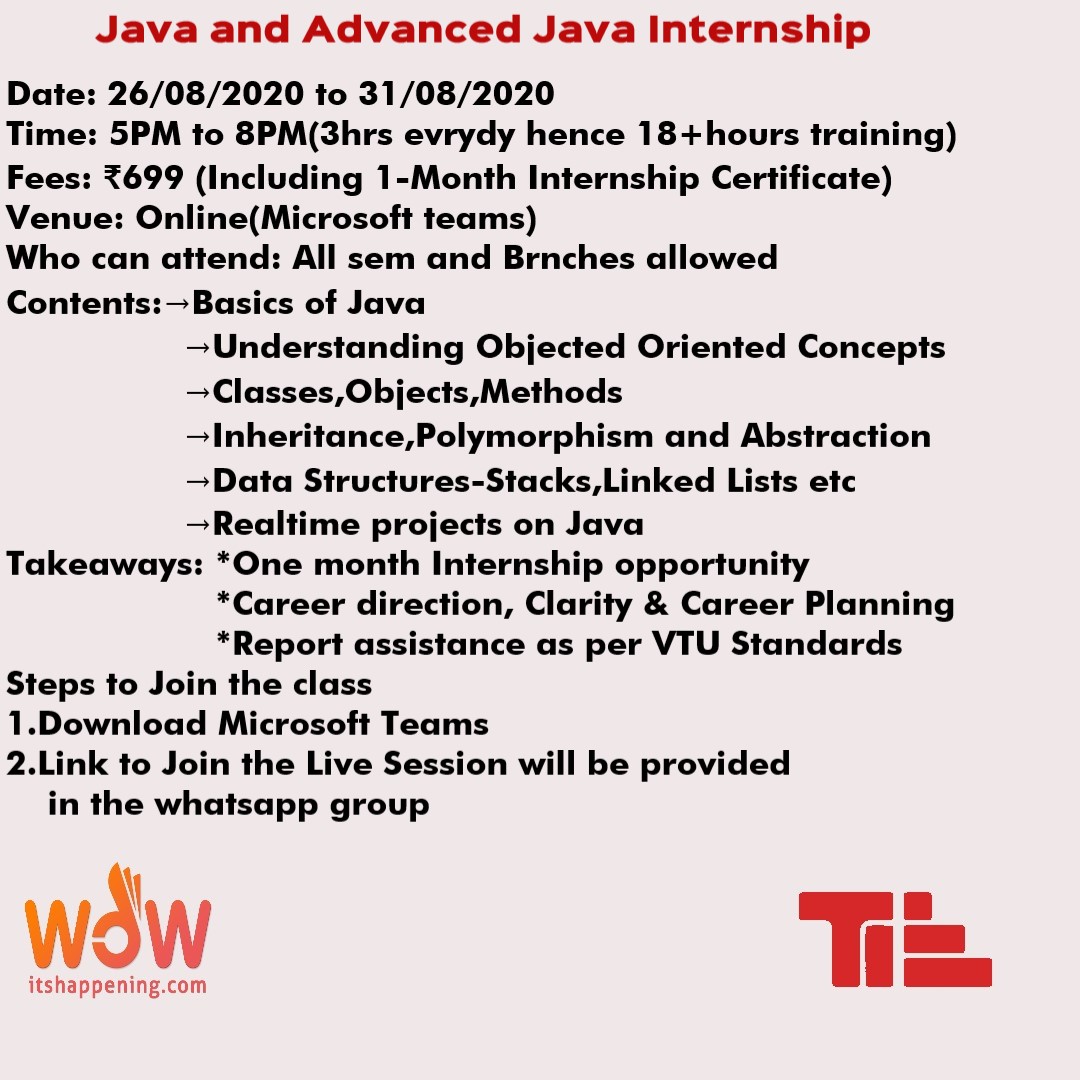 Java & Advanced Java Internship