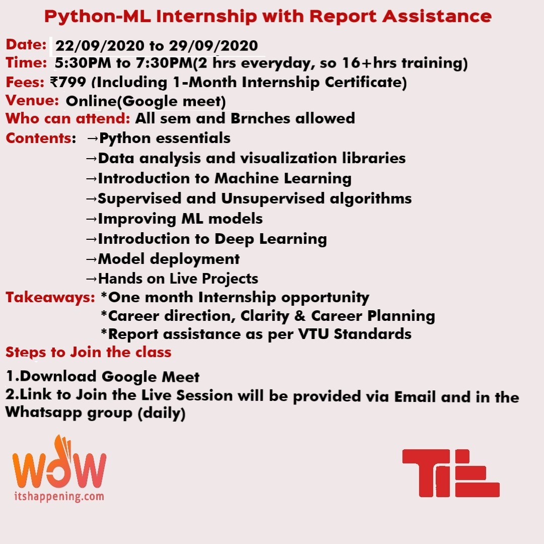 Python & Machine Learning Internship Wow It’s Happening