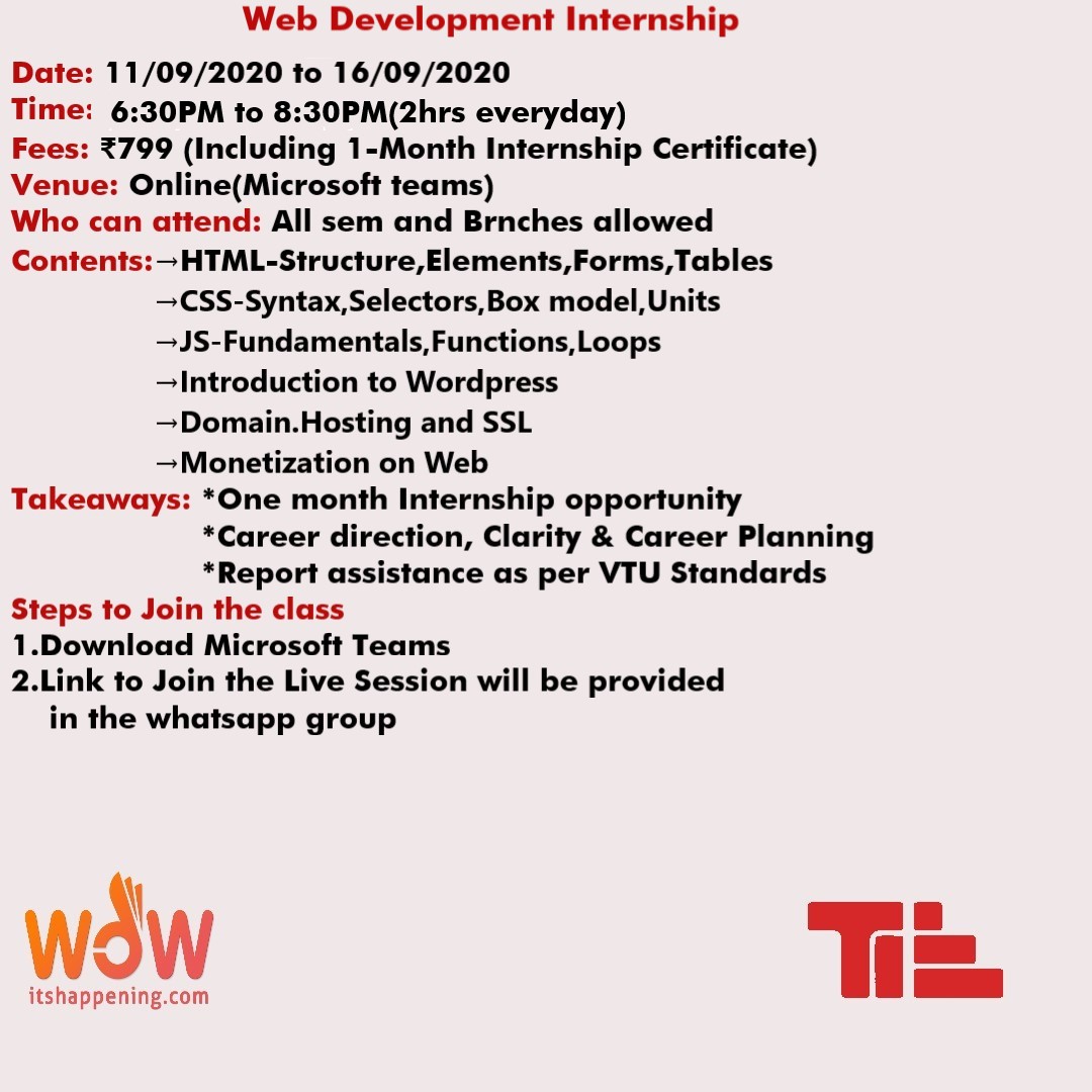 Web Development Internship Wow It s Happening